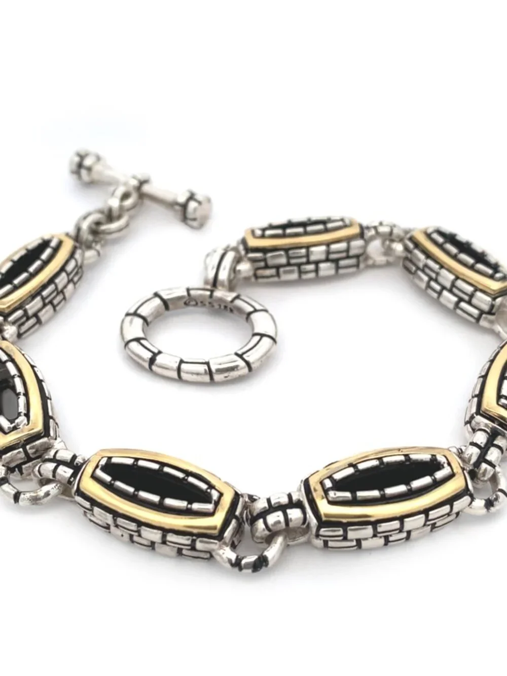 Vintage Sterling Silver and 18ky Gold John Atencio Capture Toggle Bracelet